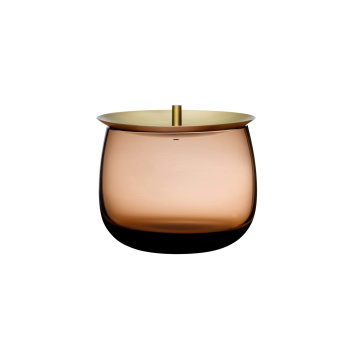 Szklane naczynie z pokrywą z mosiądzu 13 cm BERET Storage Box Small with Brass Lid - Caramel