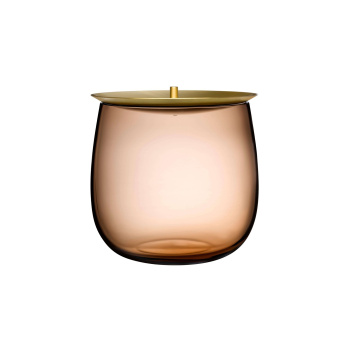 Szklane naczynie z pokrywą z mosiądzu 16 cm BERET Storage Box Big with Brass Lid - Caramel