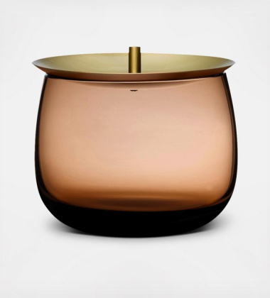 Szklane naczynie z pokrywą z mosiądzu 13 cm BERET Storage Box Small with Brass Lid - Caramel