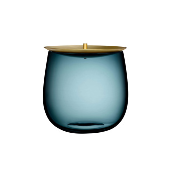 Szklane naczynie z pokrywą z mosiądzu 16 cm BERET Storage Box Big with Brass Lid - Petroleum Green