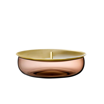 Szklane naczynie z pokrywą z mosiądzu 21,4 cm BERET Storage Box Medium with Brass Lid - Caramel