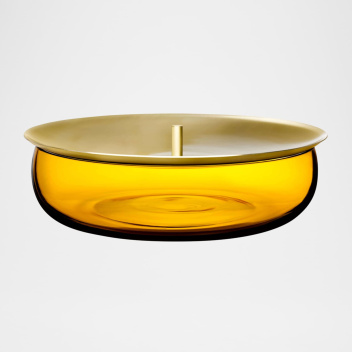 Szklane naczynie z pokrywą z mosiądzu 21,4 cm BERET Storage Box Medium with Brass Lid - Amber