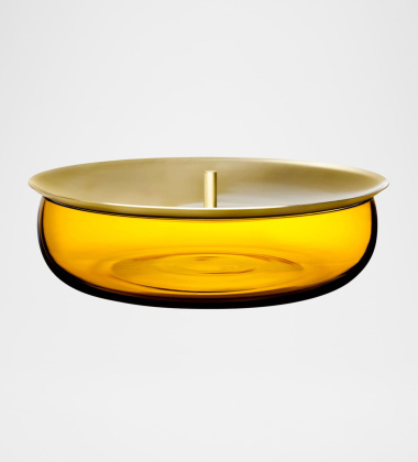 Szklane naczynie z pokrywą z mosiądzu 21,4 cm BERET Storage Box Medium with Brass Lid - Amber