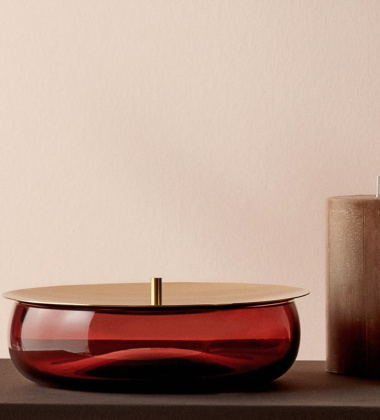 Szklane naczynie z pokrywą z mosiądzu 21,4 cm BERET Storage Box Medium with Brass Lid - Caramel