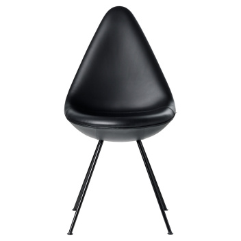 Krzesło w skórze DROP 3110 Leather Full Upholstered Chair Arne Jacobsen - Black