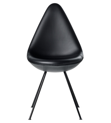 Krzesło w skórze DROP 3110 Leather Full Upholstered Chair Arne Jacobsen - Black