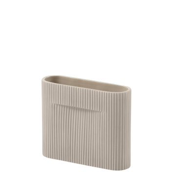 Wazon ceramiczny H16,5x6x20 cm RIDGE Vase S - Beige