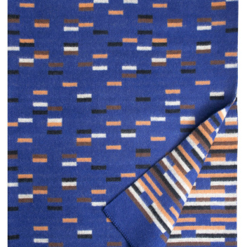 Koc wełniany dwustronny 130x180 YLLATYS Wool Blanket - Blue-Cinnamon-Brown