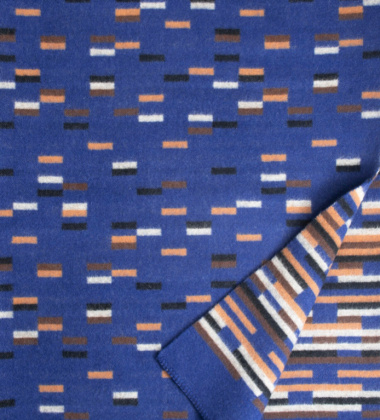 Koc wełniany dwustronny 130x180 YLLATYS Wool Blanket - Blue-Cinnamon-Brown