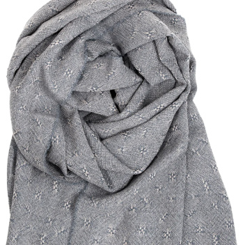 Szal z wełny merino 60x200 TUULA Wool Scarf - Dark Grey-White