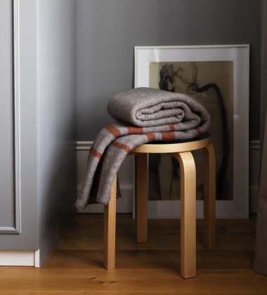 Koc wełniany 130x180 CAMP Wool Blanket - Dark Beige-Cinnamon