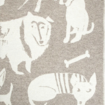 Koc wełniany w psy KOIRAPUISTO Wool Blanket 130x180 Beżowo-Biały