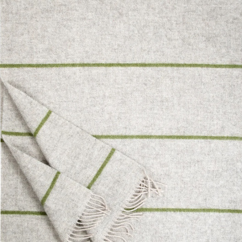 Koc wełniany z frędzlami 140x200 HALLA Wool Blanket Beige-Olive