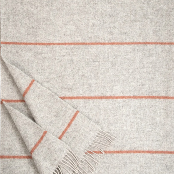Koc wełniany z frędzlami 140x200 HALLA Wool Blanket Beige-Cinnamon