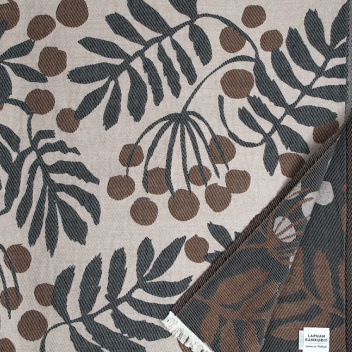 Koc wełniano-bawełniany 135x180 PIHAPUU Wool Blanket Beige-Brown-Black