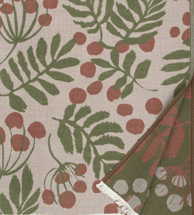 Koc wełniano-bawełniany 135x180 PIHAPUU Wool Blanket Beige-Cinnamon-Olive