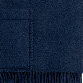 Szal-ponczo wełniany z kieszeniami 60x170 UNI Wool Pocket Shawl - Midnight Blue