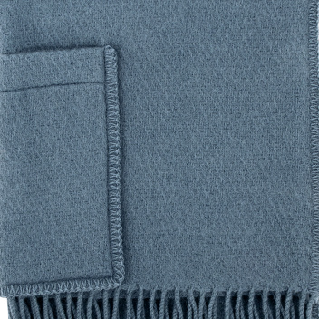 Szal-ponczo wełniany z kieszeniami 60x170 UNI Wool Pocket Shawl - Rainy Blue