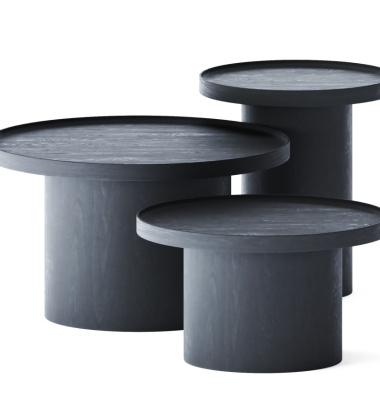 Stolik kawowy dębowy z pokrywą 48xH52,30 cm PLATEAU Coffee Table - Black stained lacquered oak