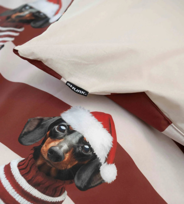 Pościel bawełniana w jamniki 140x200 PIERRE XMAS Duvet Cover - Red