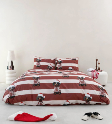 Pościel bawełniana w jamniki 200x220 PIERRE XMAS Duvet Cover - Red