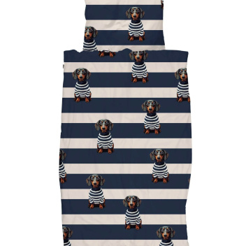 Pościel bawełniana w jamniki 140x200 PIERRE Duvet Cover - Navy Blue