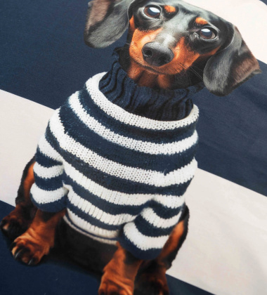 Pościel bawełniana w jamniki 140x200 PIERRE Duvet Cover - Navy Blue