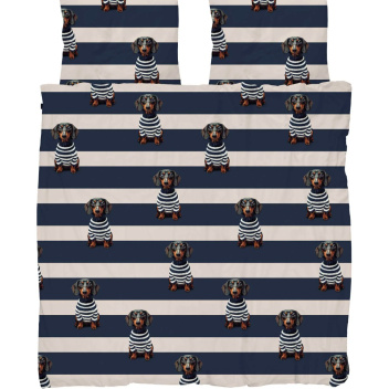 Pościel bawełniana w jamniki 200x220 PIERRE Duvet Cover - Navy Blue