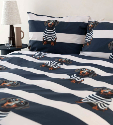 Pościel bawełniana w jamniki 200x220 PIERRE Duvet Cover - Navy Blue