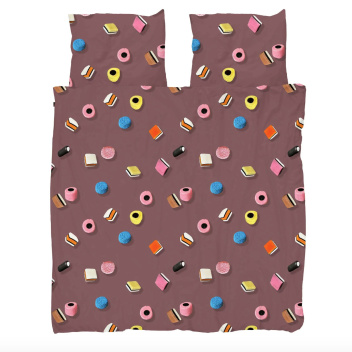 Pościel bawełniana dwustronna w cukierki lukrecjowe haribo 200x220 DROP IT Duvet Cover