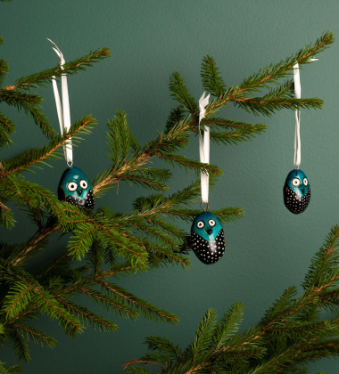 Zawieszka drewniana sowa Jacaranda Wooden Ornament - Sea Blue Owl