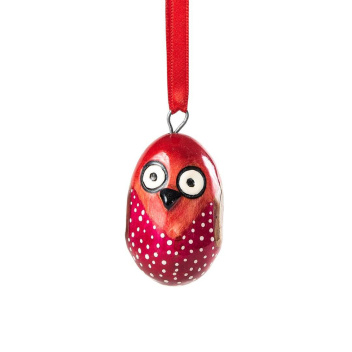Zawieszka drewniana sowa Jacaranda Wooden Ornament - Red Owl