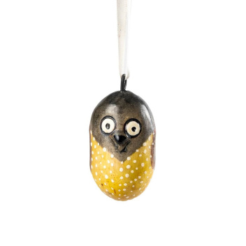 Zawieszka drewniana sowa Jacaranda Wooden Ornament - Yellow Owl