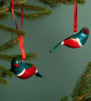 Zawieszka drewniany ptaszek szpak wspaniały Jacaranda Wooden Ornament - East Africa Superb Starling