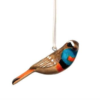 Zawieszka drewniany ptaszek słowik z Laponii Jacaranda Wooden Ornament - Nightingale of Lapland