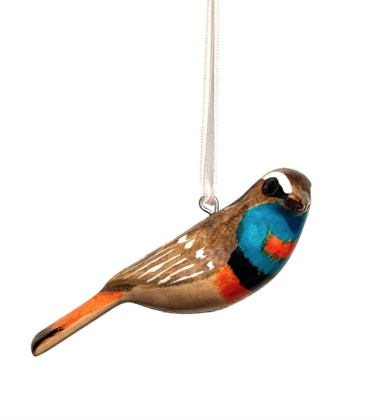 Zawieszka drewniany ptaszek słowik z Laponii Jacaranda Wooden Ornament - Nightingale of Lapland