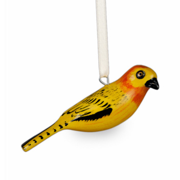 Zawieszka drewniany ptaszek tkacz złocisty Jacaranda Wooden Ornament - Golden Weaver
