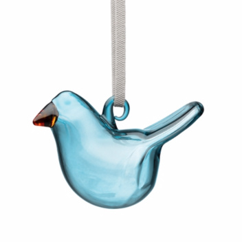 Szklany mini ptaszek zawieszka 7,3 cm MINI GLASS BIRD by Oiva Toikka - Blue