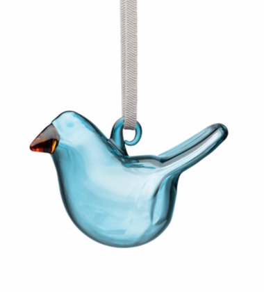 Szklany mini ptaszek zawieszka 7,3 cm MINI GLASS BIRD by Oiva Toikka - Blue