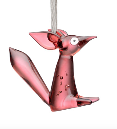 Szklany siedzący lisek zawieszka 8 cm ORNAMENT SITTING FOX by Klaus Haapaniemi - Cherry