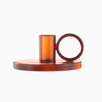 Szklany świecznik 11xH5,5 LOOP CANDLESTICK HOLDER Amber