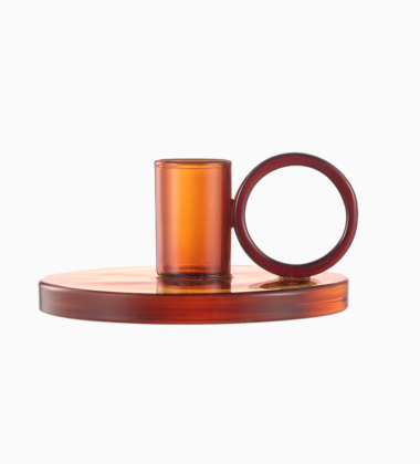 Szklany świecznik 11xH5,5 LOOP CANDLESTICK HOLDER Amber