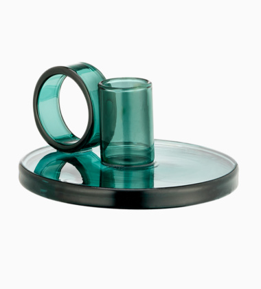 Szklany świecznik 11xH5,5 LOOP CANDLESTICK HOLDER Teal