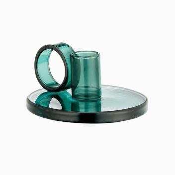 Szklany świecznik 11xH5,5 LOOP CANDLESTICK HOLDER Teal