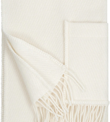Szal-ponczo wełniany z kieszeniami 60x170 UNI Wool Pocket Shawl - White