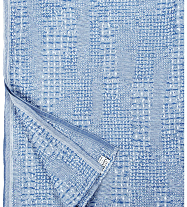 Ręcznik kąpielowy lniany 85x180 KUOHU Bath Towel White-Rainy Blue