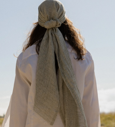 Szal lniany LEMPI 35x200 Zielony Melanż