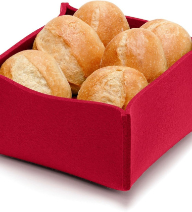 Filcowy kosz na pieczywo lub akcesoria 22,5x22,5x10 Felt Bread Basket - Red 11