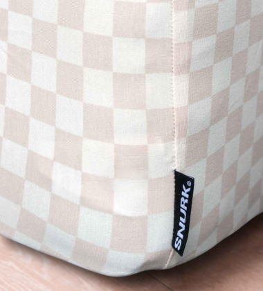 Prześcieradło jearsey'owe w szachownicę 140-160x200-220 CHECK fitted sheet Double Beige