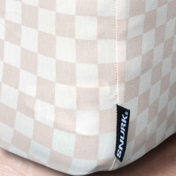 Prześcieradło jearsey'owe w szachownicę 180-200x200-220 CHECK fitted sheet Double Beige